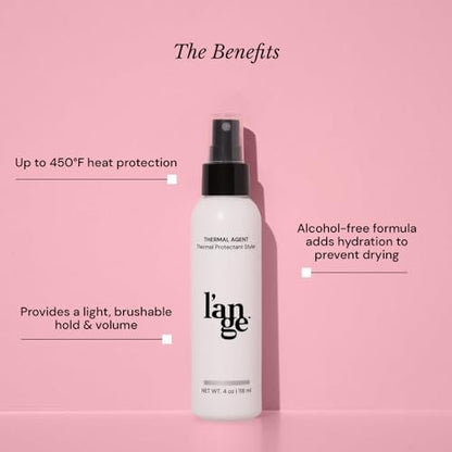 L'ANGE HAIR Thermal Agent Heat Protectant Spray – 450°F Heat Protection, Frizz Control & Shine, 4 fl oz
