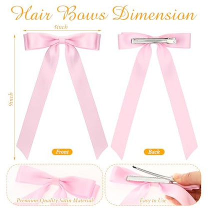 Mimorou 20 Pcs Silky Satin Hair Bows Bulk - Multicolor Hair Clips, Ponytail Holders, French Barrettes with Long Tails for Women Avelisse