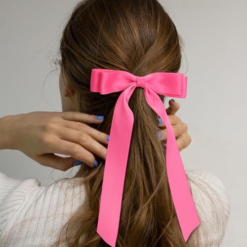 Mimorou 20 Pcs Silky Satin Hair Bows Bulk - Multicolor Hair Clips, Ponytail Holders, French Barrettes with Long Tails for Women Avelisse