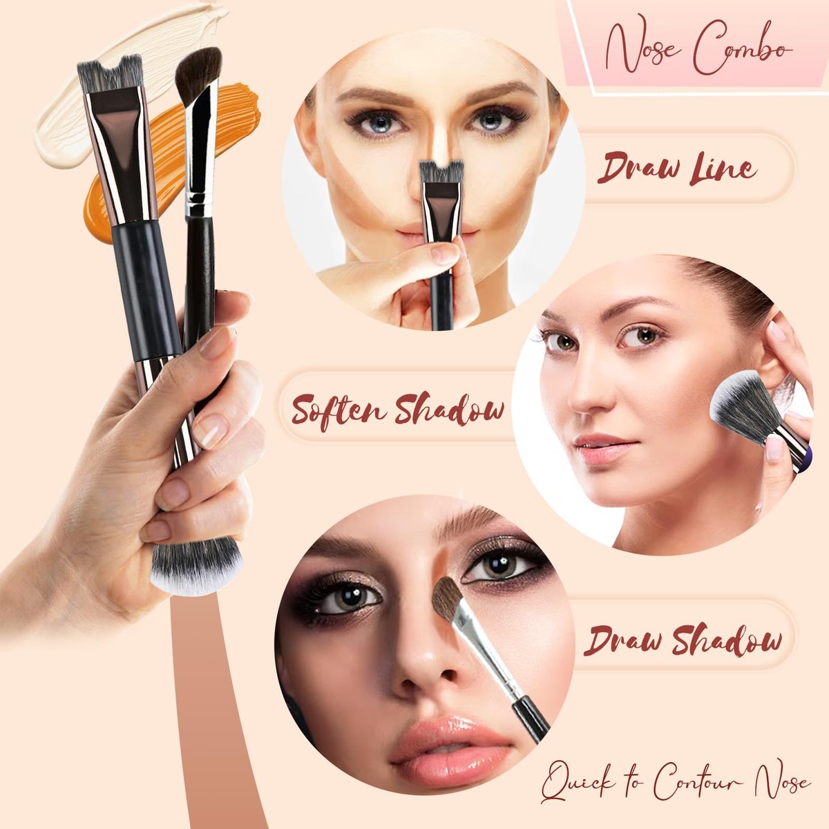2-Piece Nose Contour Brush Set – 2-in-1 U-Shaped & Fluffy Angled Brush for Sculpting & Defining - görsel 9