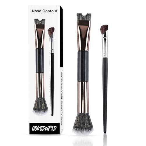 2-Piece Nose Contour Brush Set – 2-in-1 U-Shaped & Fluffy Angled Brush for Sculpting & Defining - görsel 2