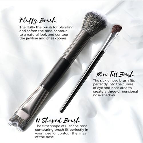 2-Piece Nose Contour Brush Set – 2-in-1 U-Shaped & Fluffy Angled Brush for Sculpting & Defining - görsel 12