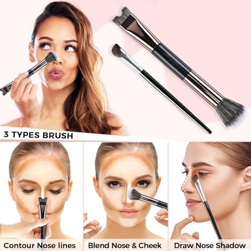 2-Piece Nose Contour Brush Set – 2-in-1 U-Shaped & Fluffy Angled Brush for Sculpting & Defining - görsel 4