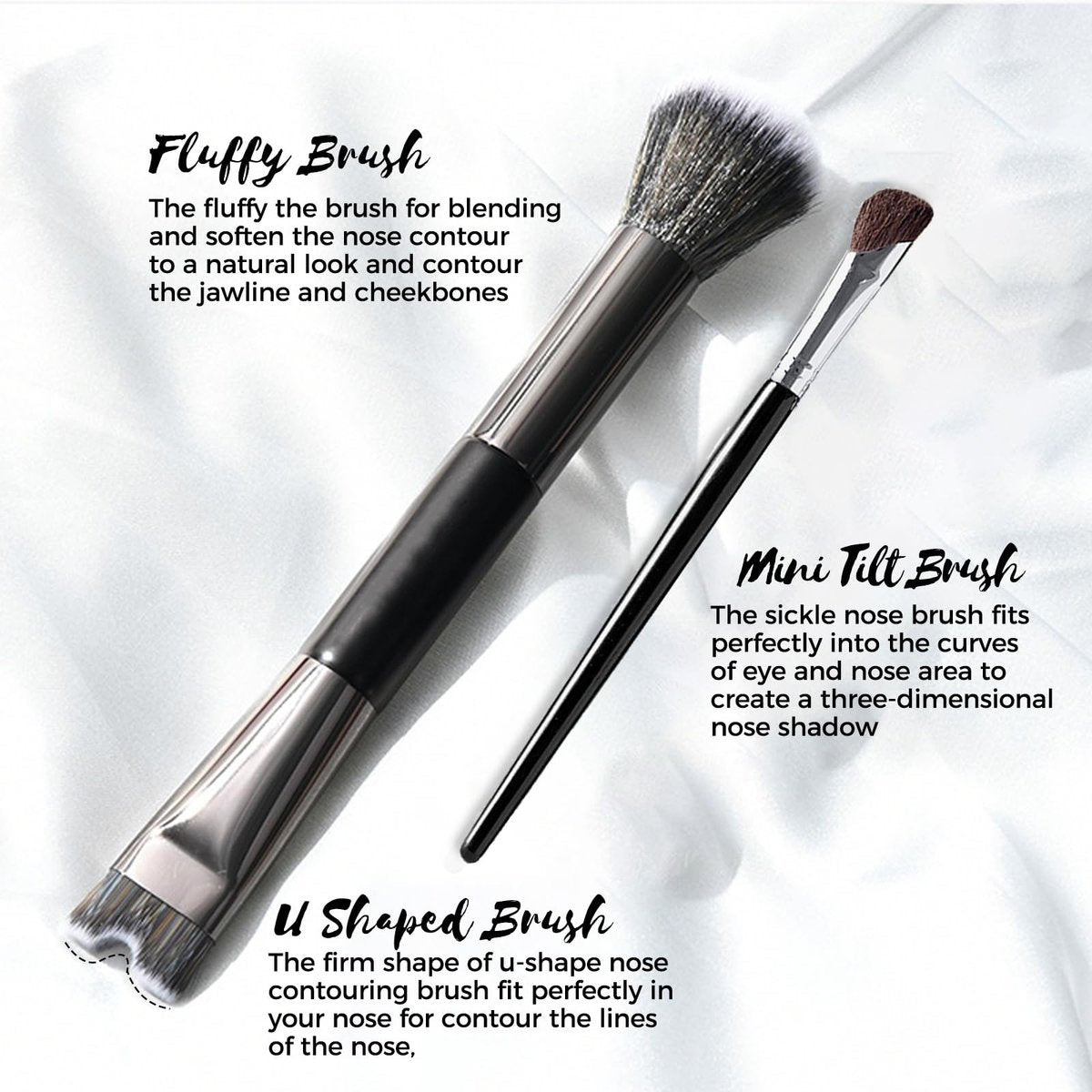 2-Piece Nose Contour Brush Set – 2-in-1 U-Shaped & Fluffy Angled Brush for Sculpting & Defining - görsel 11