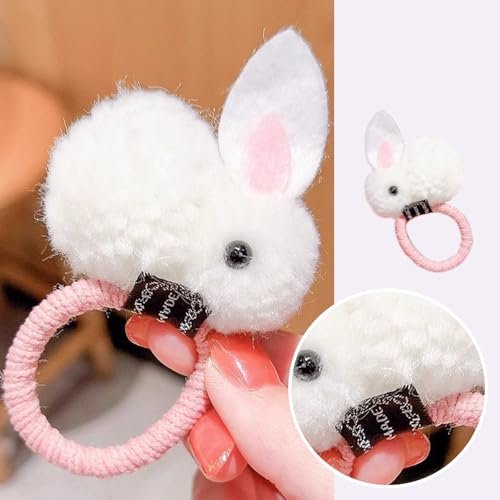 Easter Day Hair Scrunchies - Pink Rabbit Themed Hair Ties, Cute Stuffed Rabbit Style Hair Bands, Plush Ponytail Holders for Women and Girls - görsel 6
