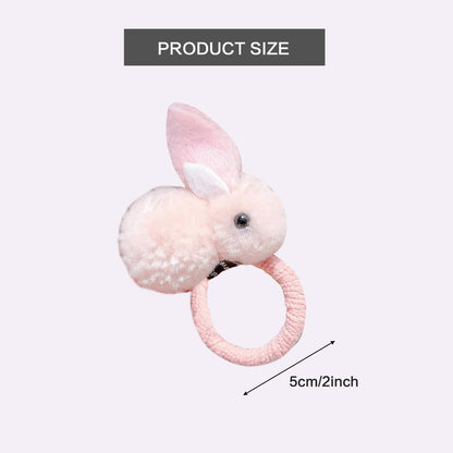 Easter Day Hair Scrunchies - Pink Rabbit Themed Hair Ties, Cute Stuffed Rabbit Style Hair Bands, Plush Ponytail Holders for Women and Girls