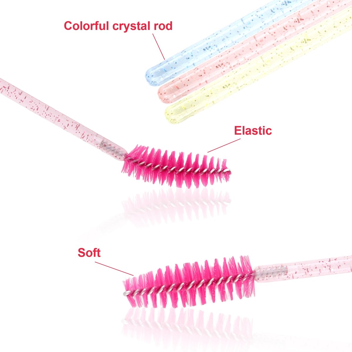 Exacoo 500pcs Disposable Eyebrow Brush & Lash Spoolies for Eyelash Extensions - Multicolor Plastic Mascara Wands - görsel 4