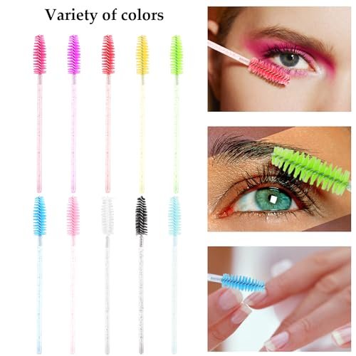 Exacoo 500pcs Disposable Eyebrow Brush & Lash Spoolies for Eyelash Extensions - Multicolor Plastic Mascara Wands - görsel 7