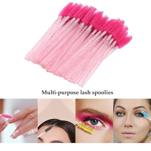 Exacoo 500pcs Disposable Eyebrow Brush & Lash Spoolies for Eyelash Extensions - Multicolor Plastic Mascara Wands - görsel 9