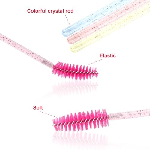 Exacoo 500pcs Disposable Eyebrow Brush & Lash Spoolies for Eyelash Extensions - Multicolor Plastic Mascara Wands - görsel 3