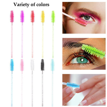 Exacoo 500pcs Disposable Eyebrow Brush & Lash Spoolies for Eyelash Extensions - Multicolor Plastic Mascara Wands