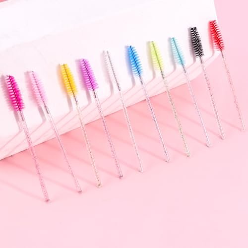 Exacoo 500pcs Disposable Eyebrow Brush & Lash Spoolies for Eyelash Extensions - Multicolor Plastic Mascara Wands - görsel 13