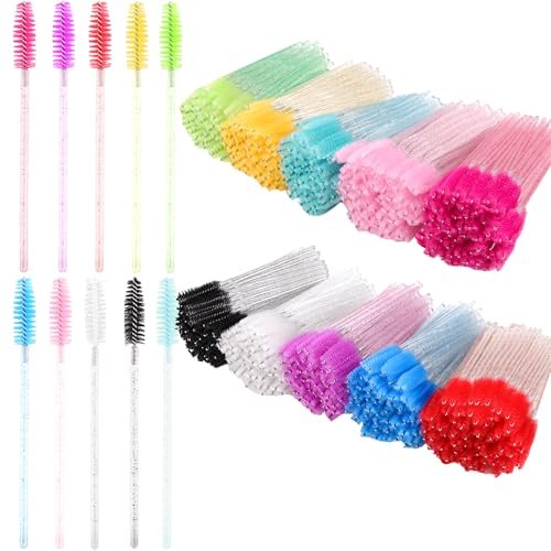 Exacoo 500pcs Disposable Eyebrow Brush & Lash Spoolies for Eyelash Extensions - Multicolor Plastic Mascara Wands - görsel 1