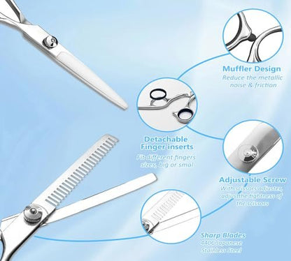Xolaawa Hair Cutting Scissors & Thinning Shears Kit – Premium Stainless Steel Salon Scissors for Professional Hairdressing & Home Use