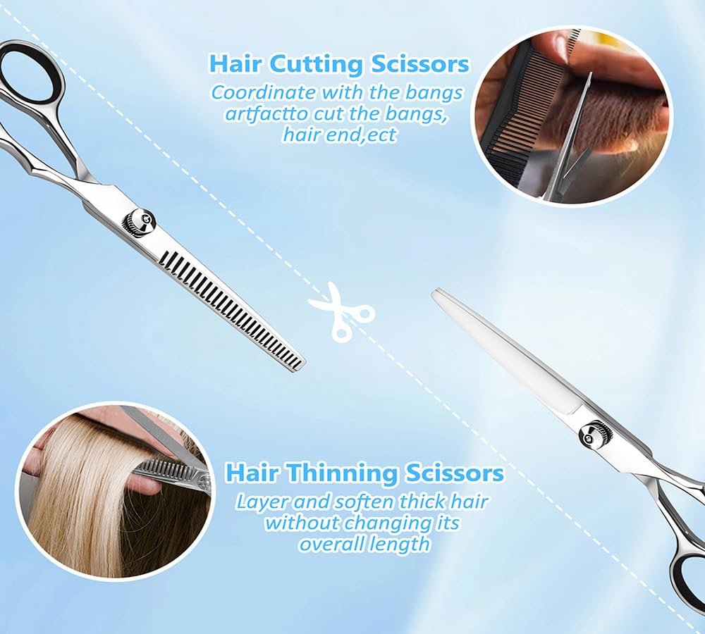 Xolaawa Hair Cutting Scissors & Thinning Shears Kit – Premium Stainless Steel Salon Scissors for Professional Hairdressing & Home Use - görsel 3