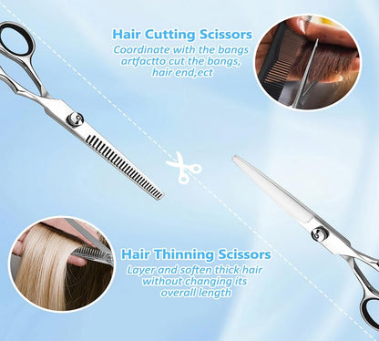 Xolaawa Hair Cutting Scissors & Thinning Shears Kit – Premium Stainless Steel Salon Scissors for Professional Hairdressing & Home Use