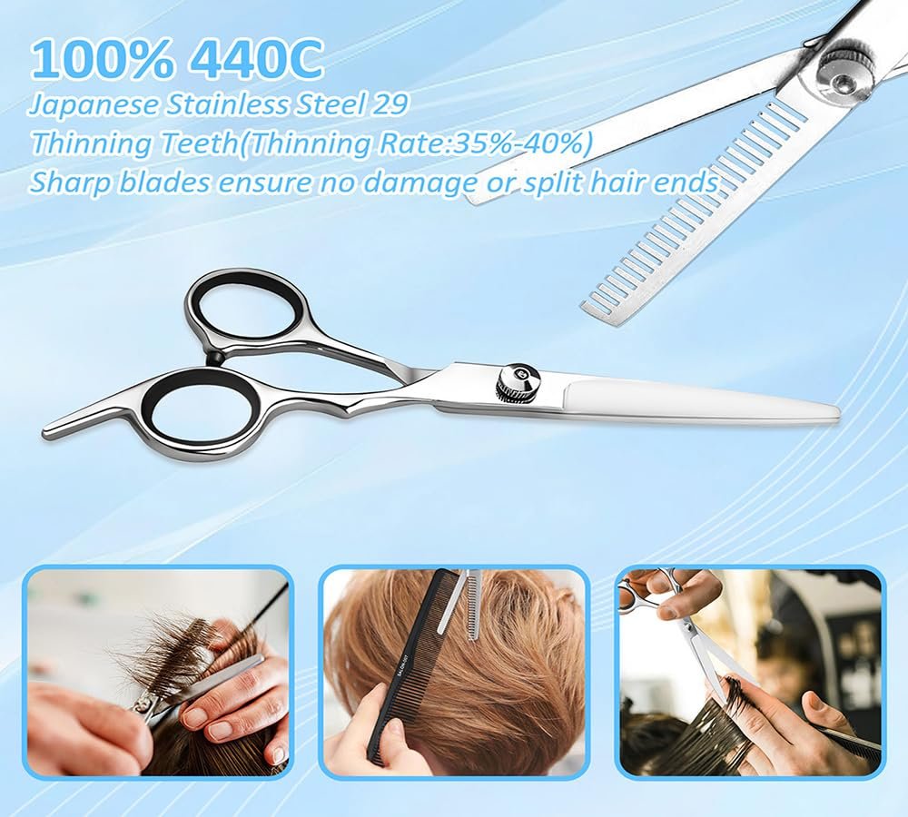 Xolaawa Hair Cutting Scissors & Thinning Shears Kit – Premium Stainless Steel Salon Scissors for Professional Hairdressing & Home Use - görsel 9