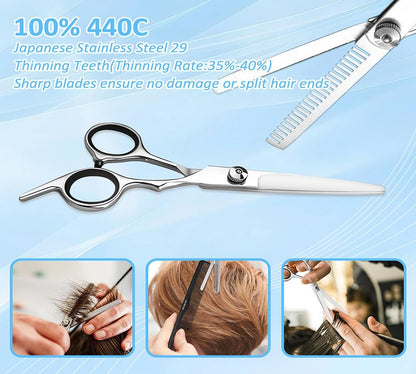 Xolaawa Hair Cutting Scissors & Thinning Shears Kit – Premium Stainless Steel Salon Scissors for Professional Hairdressing & Home Use