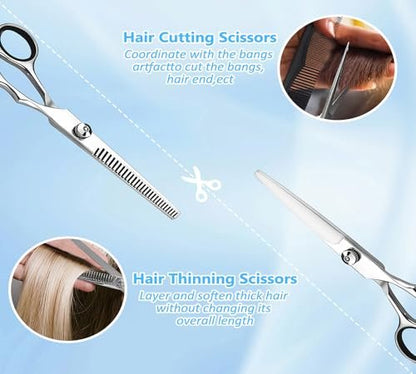 Xolaawa Hair Cutting Scissors & Thinning Shears Kit – Premium Stainless Steel Salon Scissors for Professional Hairdressing & Home Use