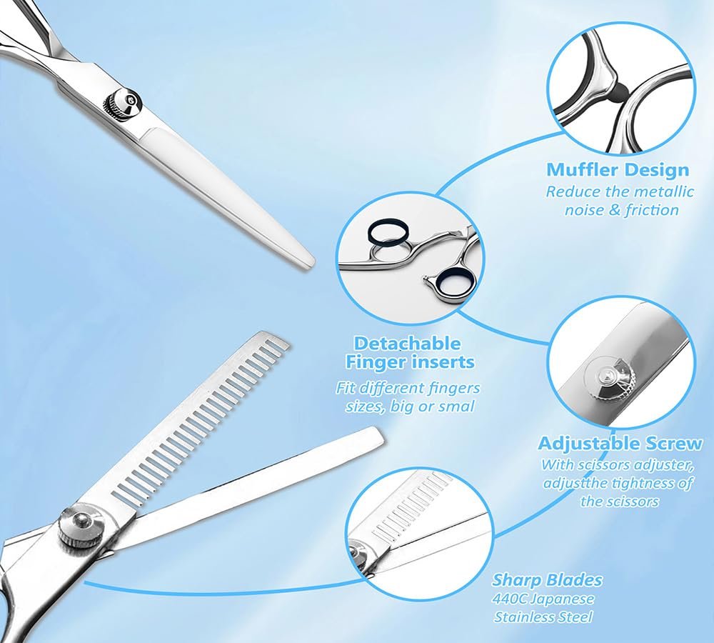 Xolaawa Hair Cutting Scissors & Thinning Shears Kit – Premium Stainless Steel Salon Scissors for Professional Hairdressing & Home Use - görsel 5