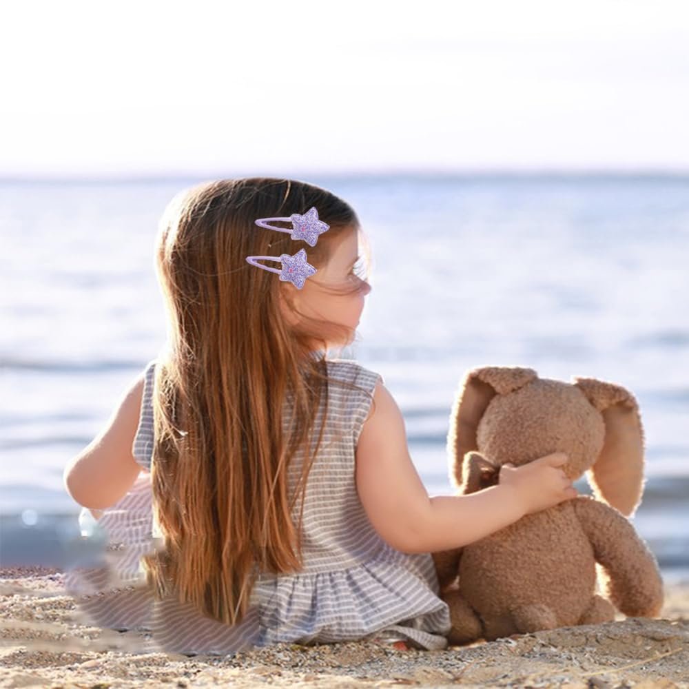 12 Pairs Glitter Hair Clips for Girls - Cute Toddler Hair Accessories Multicolor Shaped Clips - görsel 7