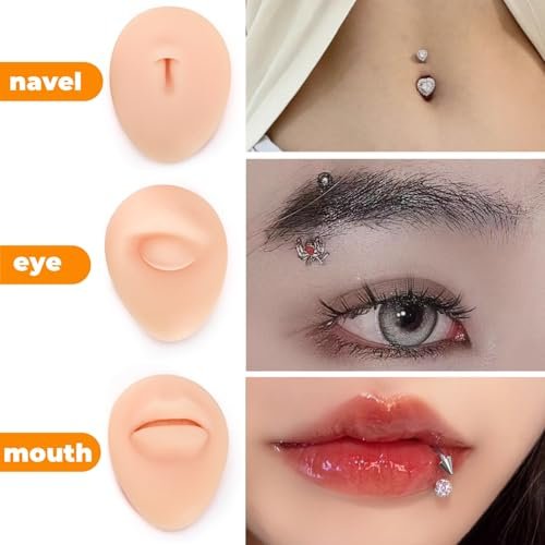 Acshio 7-Pack Silicone Piercing Model Set – Soft, Flexible Body Parts Displays for Practice – 3D Simulation Tool Kit for Novice Piercers Avelisse