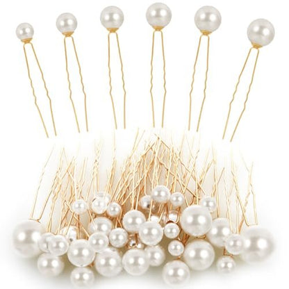 36-Piece Pearl Bobby Pins Set - Gold Tone Imitation Pearl Hair Pins for Wedding, Bridal, and Everyday Styles