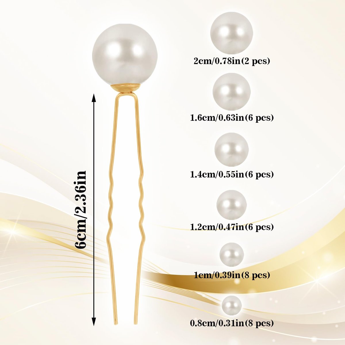 36-Piece Pearl Bobby Pins Set - Gold Tone Imitation Pearl Hair Pins for Wedding, Bridal, and Everyday Styles - görsel 3