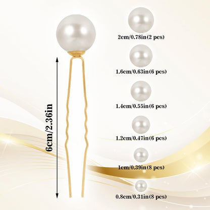 36-Piece Pearl Bobby Pins Set - Gold Tone Imitation Pearl Hair Pins for Wedding, Bridal, and Everyday Styles