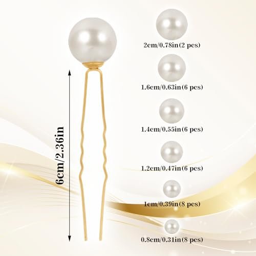 36-Piece Pearl Bobby Pins Set - Gold Tone Imitation Pearl Hair Pins for Wedding, Bridal, and Everyday Styles - görsel 4