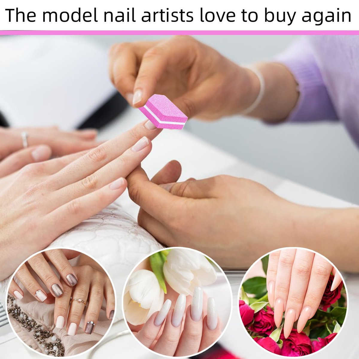 50-Pack Pink Sponge Nail Buffers 100/180 Grit | Mini Nail Files for Acrylic & Natural Nails | Double-Sided Buffing Blocks for Manicure & Pedicure - görsel 13
