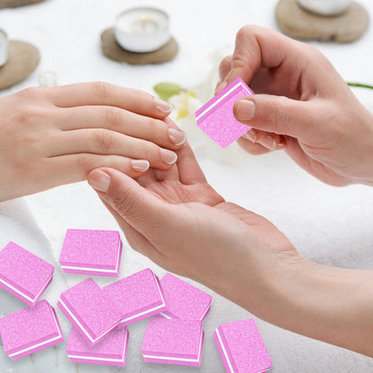 50-Pack Pink Sponge Nail Buffers 100/180 Grit | Mini Nail Files for Acrylic & Natural Nails | Double-Sided Buffing Blocks for Manicure & Pedicure