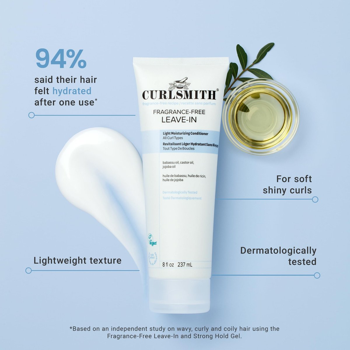 CURLSMITH Fragrance-Free Leave In Conditioner – Hydrating Deep Conditioner for Soft, Defined Curls (8 oz) - görsel 4