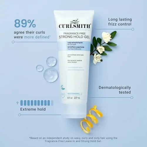 CURLSMITH Fragrance-Free Strong Hold Styling Gel - Long-Lasting Frizz Control for Defined Curls (8 oz) Avelisse