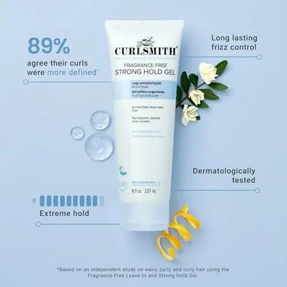CURLSMITH Fragrance-Free Strong Hold Styling Gel - Long-Lasting Frizz Control for Defined Curls (8 oz) Avelisse