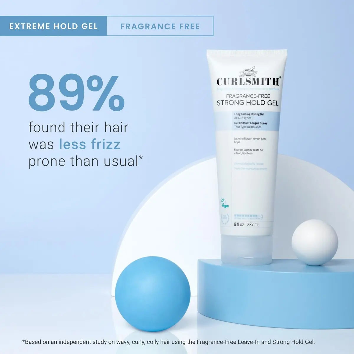 CURLSMITH Fragrance-Free Strong Hold Styling Gel - Long-Lasting Frizz Control for Defined Curls (8 oz) Avelisse