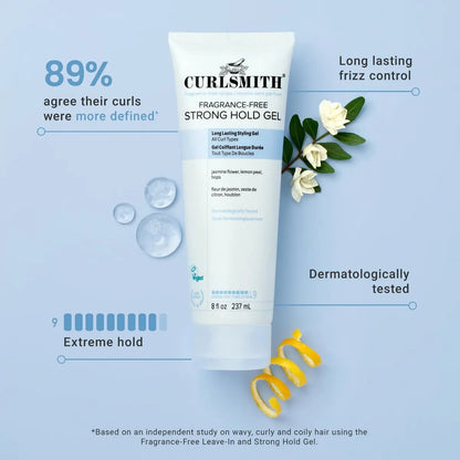 CURLSMITH Fragrance-Free Strong Hold Styling Gel - Long-Lasting Frizz Control for Defined Curls (8 oz) Avelisse