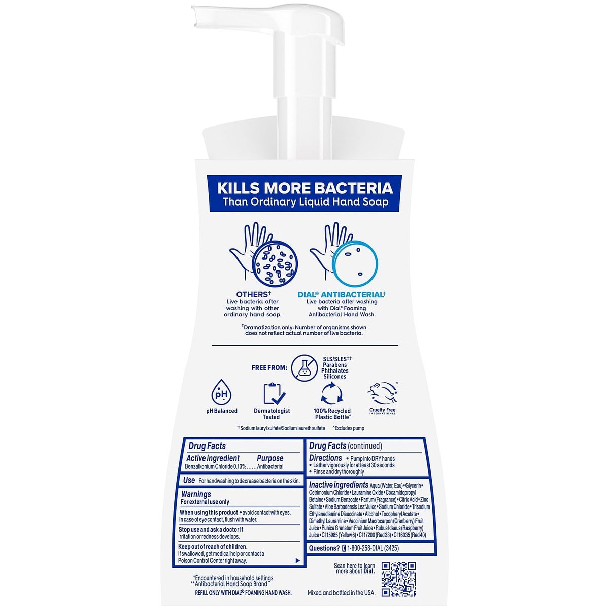 Dial Antibacterial Defense Foaming Hand Soap, Power Berries Scent, 10 Fl. Oz. (Pack of 8) - görsel 3