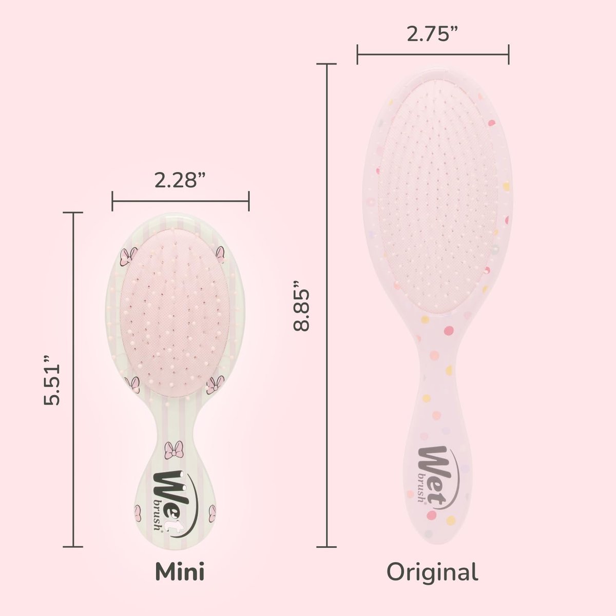 Wet Brush Hello Disney Minnie Mouse Detangling Travel Hair Brush – Mini, Pain-Free, Ultra-Soft IntelliFlex Bristles for All Hair Types (Limited Edition) - görsel 8