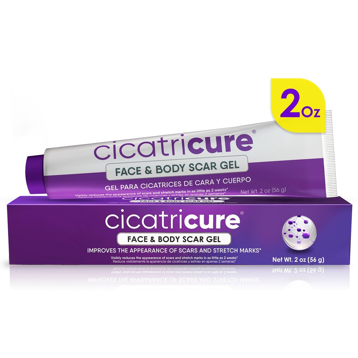 Cicatricure Advanced Scar Gel for Face & Body – Proven Results in 2 Weeks, Scar Treatment for Surgical Scars, Stretch Marks, Burns, Injuries & Acne Scars, 2 oz (56g) Avelisse