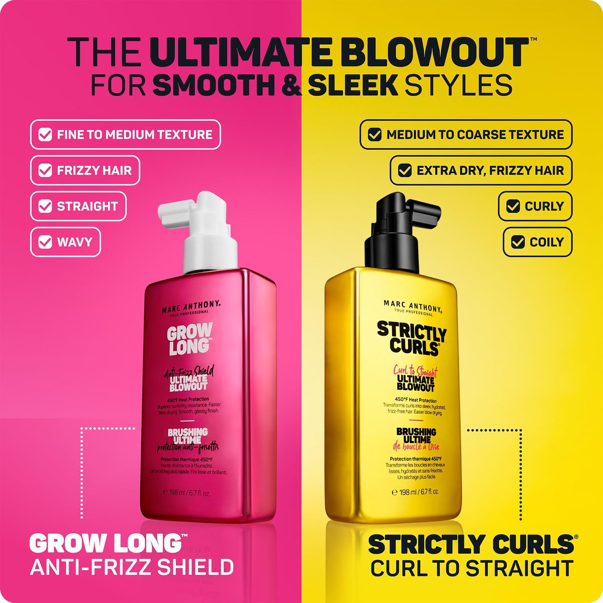 Marc Anthony Anti-Frizz Shield Ultimate Blowout Spray, Grow Long – Smooth, Shiny Hair in High Humidity – Heat Protectant – 6.7 oz - görsel 11