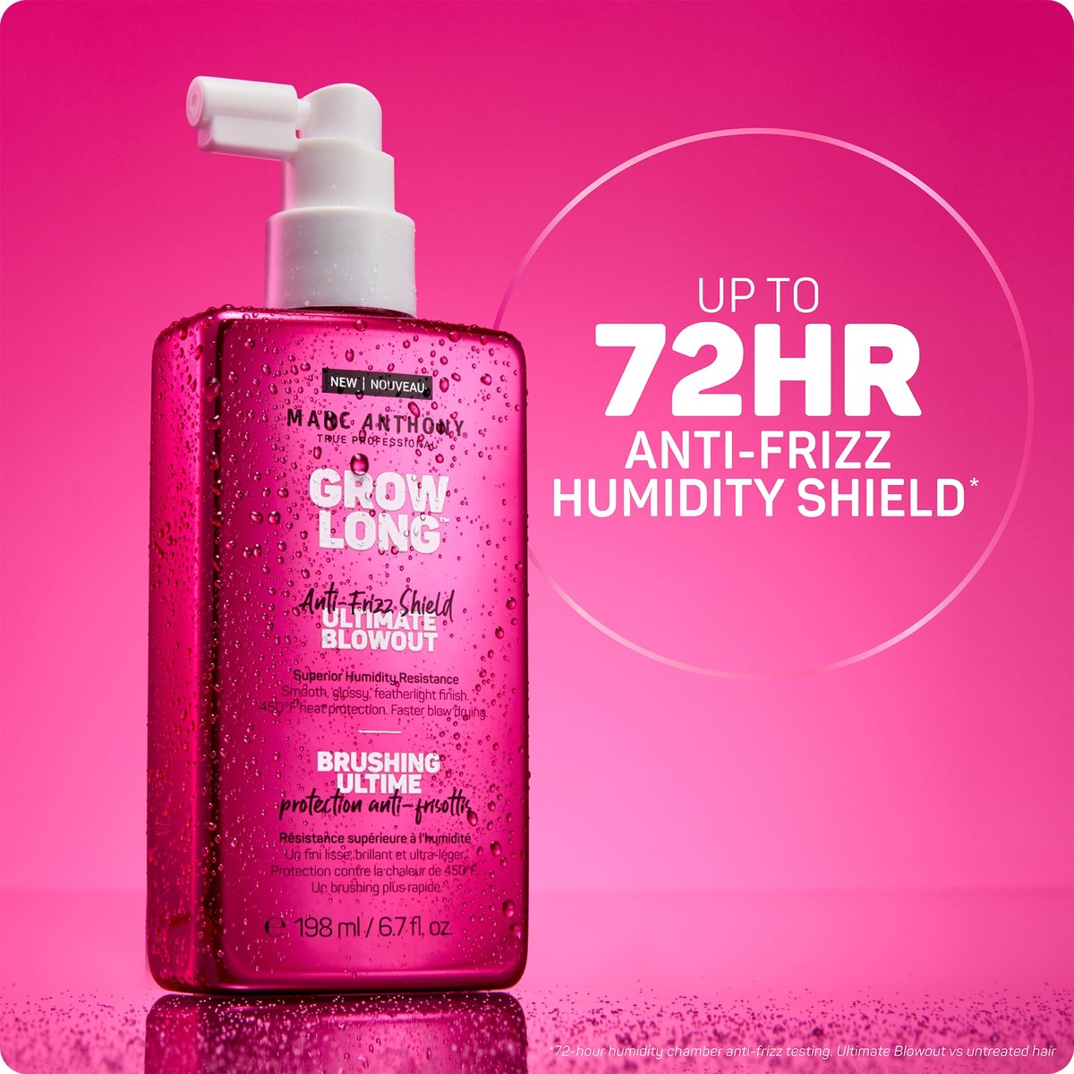 Marc Anthony Anti-Frizz Shield Ultimate Blowout Spray, Grow Long – Smooth, Shiny Hair in High Humidity – Heat Protectant – 6.7 oz - görsel 5