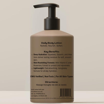 HygieneLab Body Lotion for Men – EWG Verified, Ultra Hydrating, Non-Toxic, Fragrance-Free, Unscented, Paraben-Free, Sulfate-Free Daily Body Lotion for Dry Skin & Sensitive Skin, 12oz Avelisse