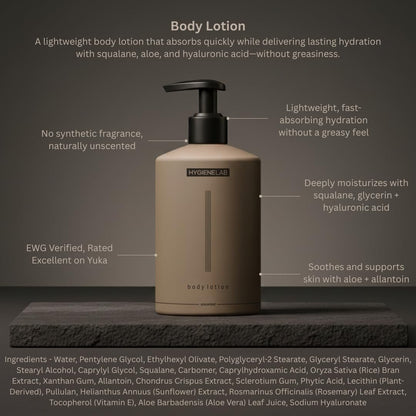 HygieneLab Body Lotion for Men – EWG Verified, Ultra Hydrating, Non-Toxic, Fragrance-Free, Unscented, Paraben-Free, Sulfate-Free Daily Body Lotion for Dry Skin & Sensitive Skin, 12oz Avelisse