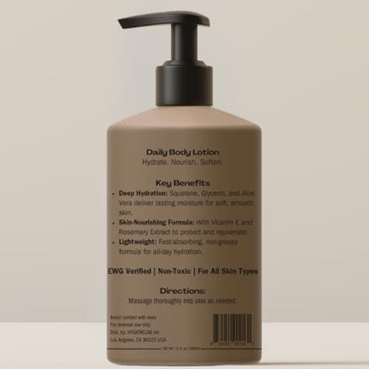 HygieneLab Body Lotion for Men – EWG Verified, Ultra Hydrating, Non-Toxic, Fragrance-Free, Unscented, Paraben-Free, Sulfate-Free Daily Body Lotion for Dry Skin & Sensitive Skin, 12oz Avelisse