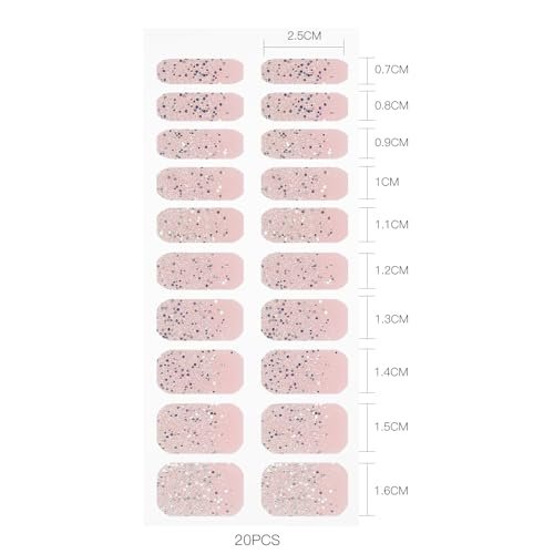 JMEOWIO Glitter Light Pink Gel Nail Stickers - UV/LED Cured Nail Strips, Long-Lasting Nail Art Decals - görsel 11