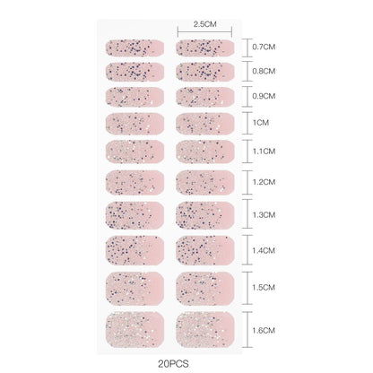 JMEOWIO Glitter Light Pink Gel Nail Stickers - UV/LED Cured Nail Strips, Long-Lasting Nail Art Decals