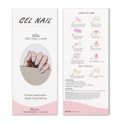 JMEOWIO Glitter Light Pink Gel Nail Stickers - UV/LED Cured Nail Strips, Long-Lasting Nail Art Decals