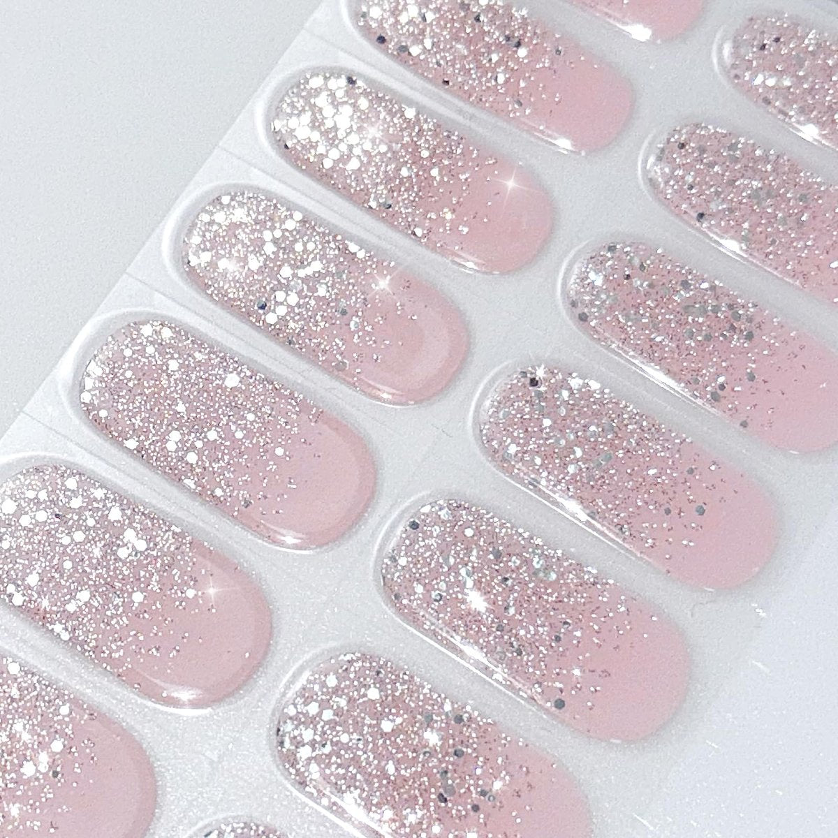 JMEOWIO Glitter Light Pink Gel Nail Stickers - UV/LED Cured Nail Strips, Long-Lasting Nail Art Decals - görsel 10