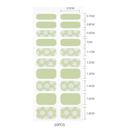 JMEOWIO Gel Nail Stickers White Flower Light Green Semi Cured Gel Nail Strips Wraps UV/LED Nails Art Design Decoration Accessories Avelisse